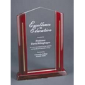 Cathedral Acrylic Rectangle Award w/ Rosewood Frame - 9 1/2"